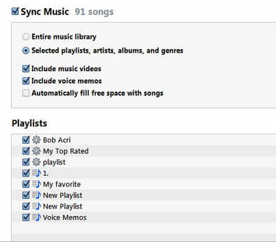 Select Specific Playlists If You Want in itunes