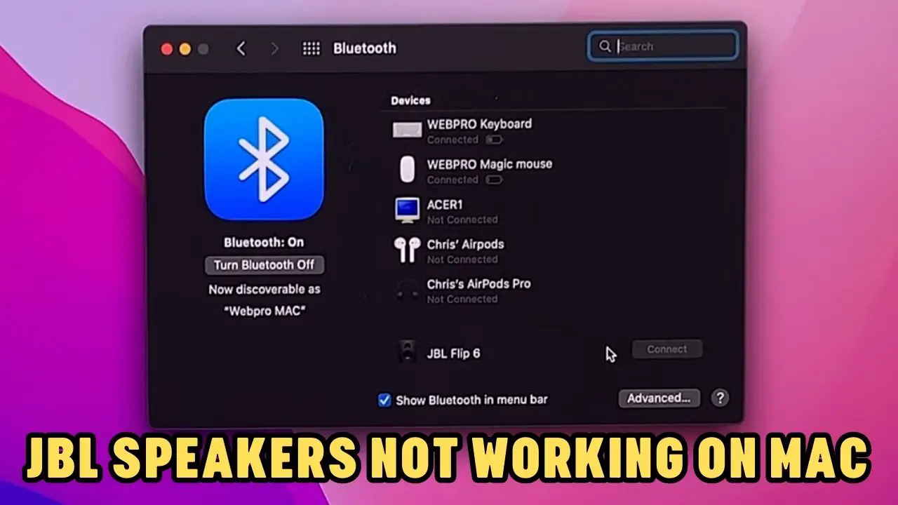 JBL Speakers Not Working on Mac