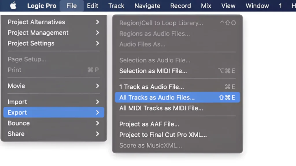 Export All Tracks as an Audio File